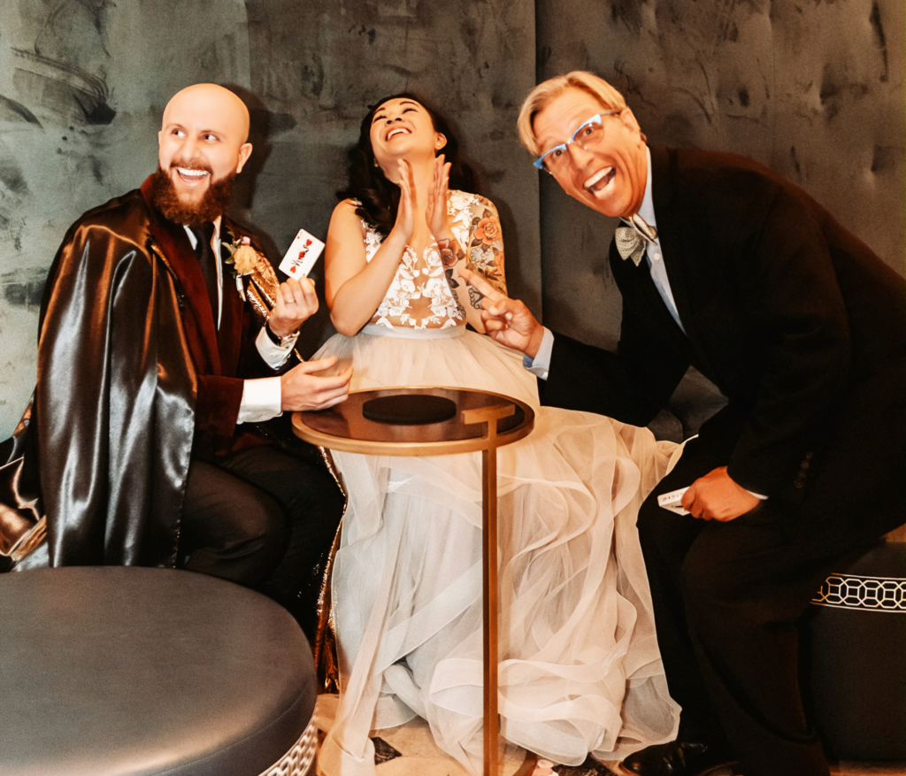 Wedding magic performance with guests
